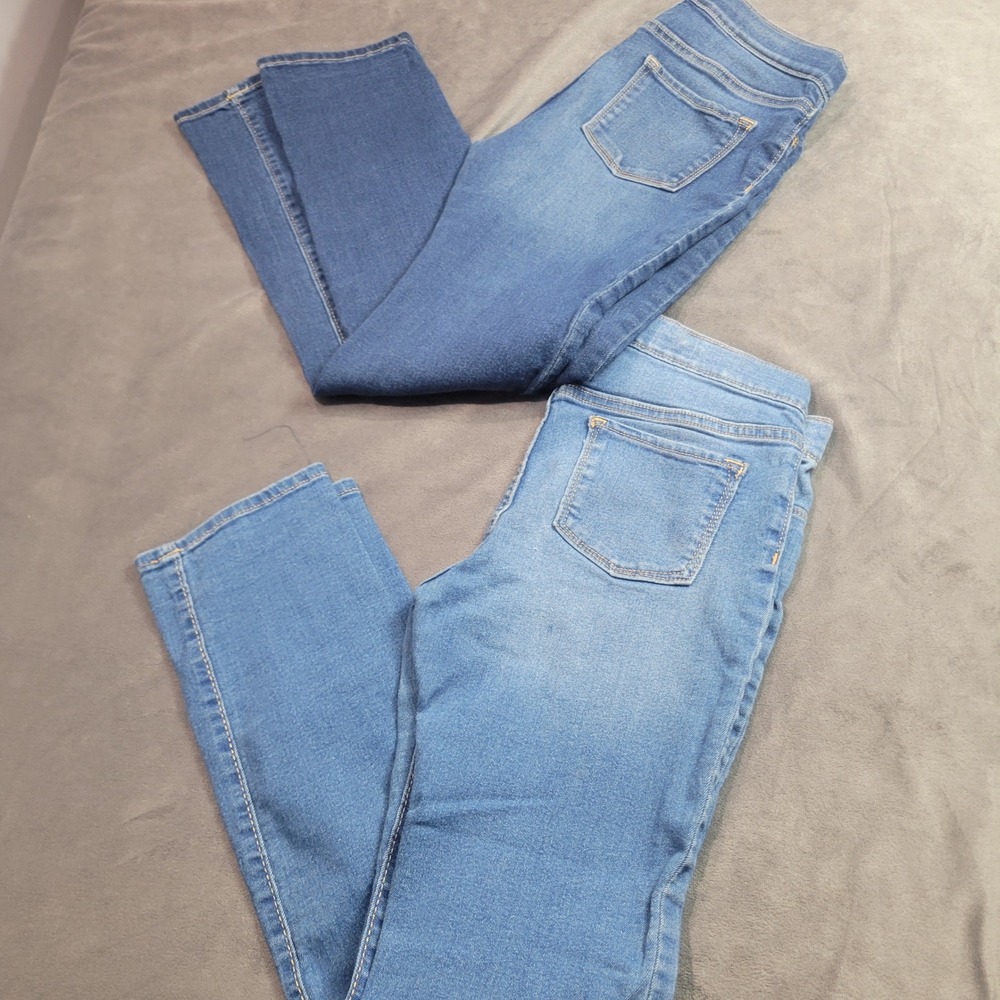 Old Navy Girls XL 14 Skinny Jeggings Bundle 2 Pairs Blue Denim Pull On Stretch